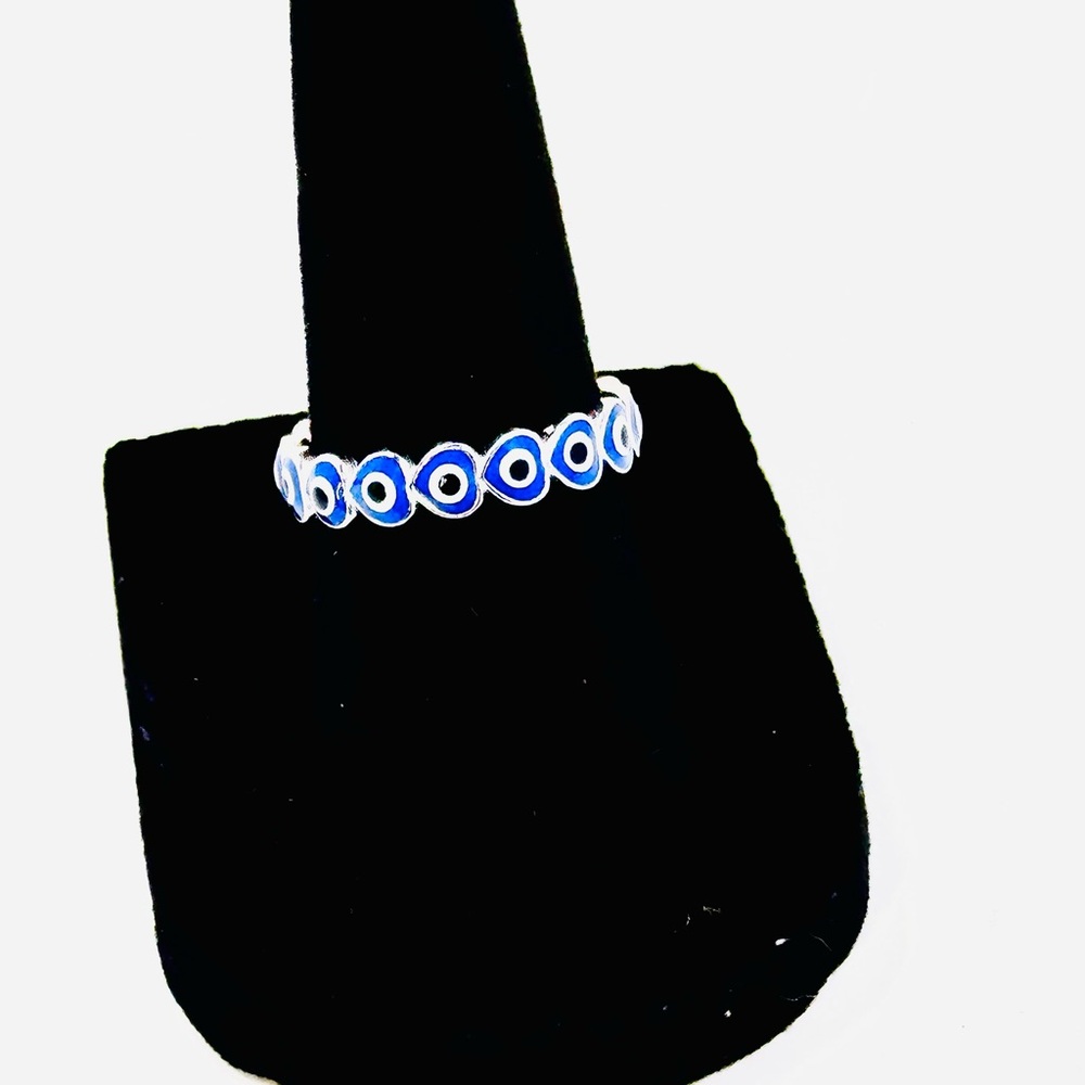 .925 Sterling Silver Blue Evil Eye 🧿 Ring Size 6 NWOT